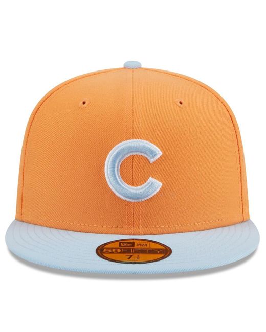 KTZ Orange/light Blue Chicago Cubs Spring Color Basic Two-tone 59fifty Fitted Hat for men