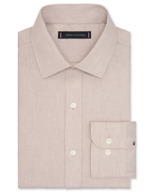Tommy Hilfiger Brown Regular Fit Linen Dress Shirt for men