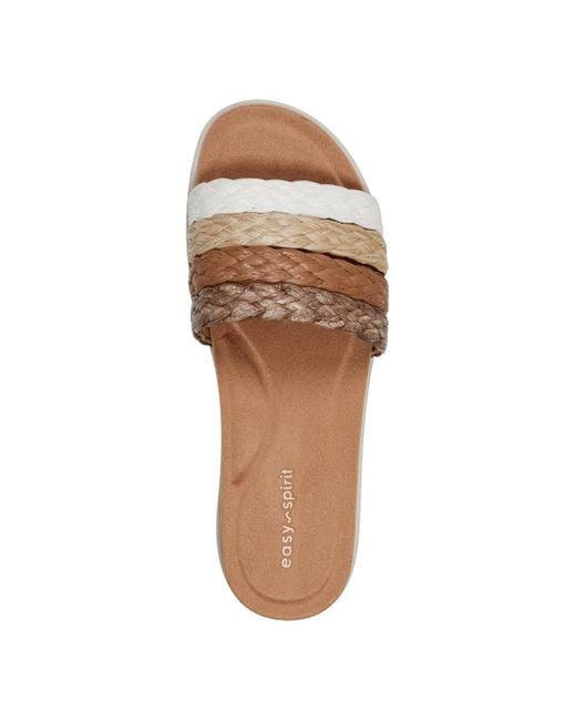 Easy Spirit Brown Salma Round Toe Slip-on Strappy Sandals