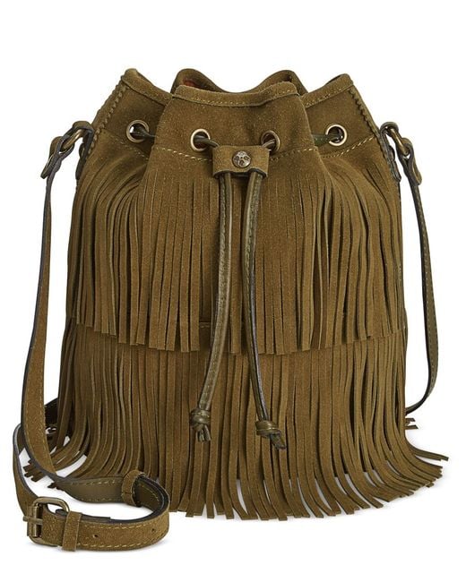 Patricia Nash Brown Bronte Fringe Bucket Bag