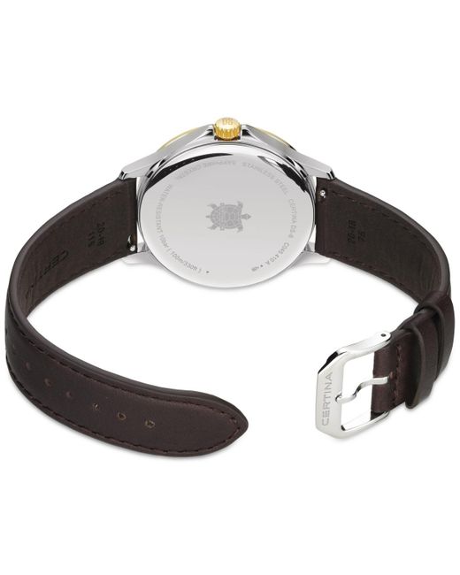 Certina Black Swiss Ds-8 Brown Leather Strap Watch 40mm for men