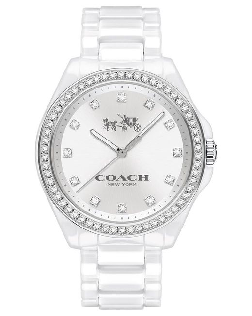 COACH Metallic Women's Tristen White Ceramic Bracelet Watch 36mm 14502499