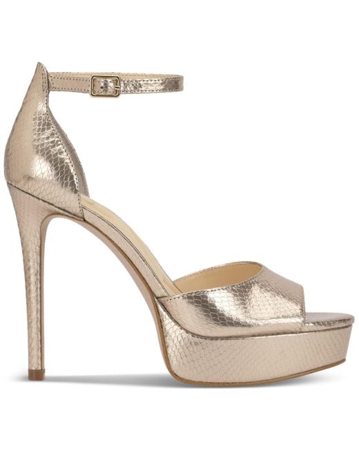 gold one shoulder long dress Metallic rose gold sandals main image 1