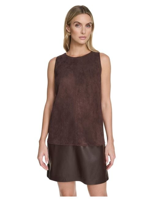 Calvin Klein Brown Crewneck Short Shift Dress