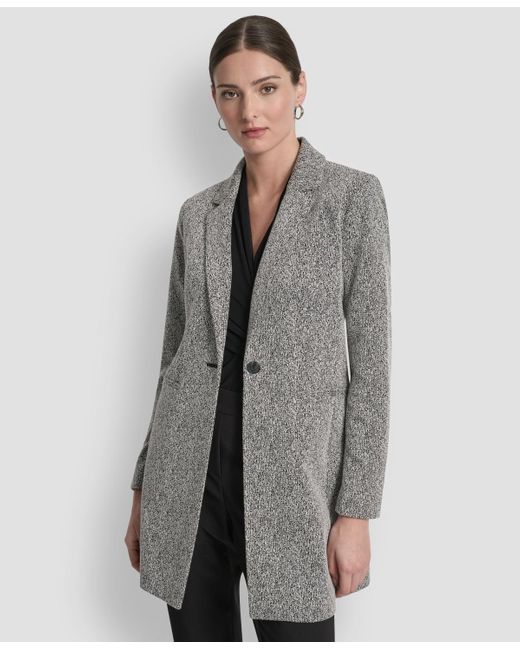 DKNY Gray Notch-lapel Single-button Long-sleeve Jacket