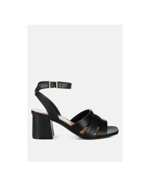 LONDON RAG Black Signora Pin Buckle Ankle Strap Sandals