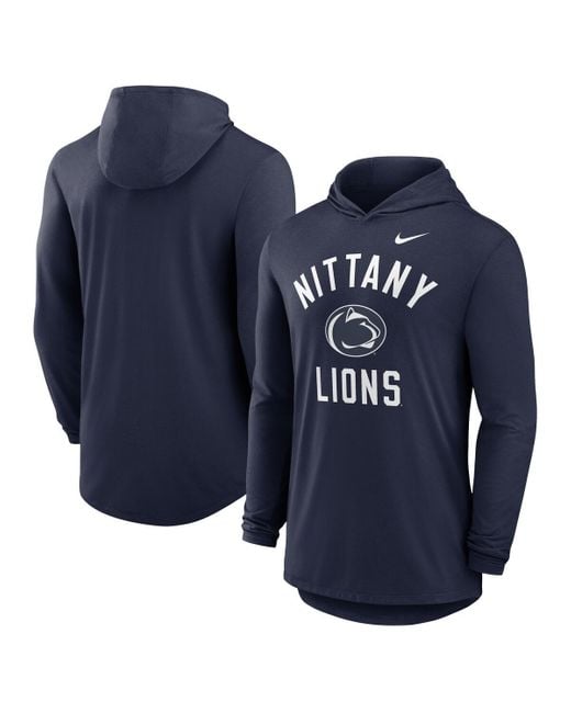 Nike Blue Penn State Nittany Lions Classic Arch Tri-blend Performance Long Sleeve Hoodie T-shirt for men