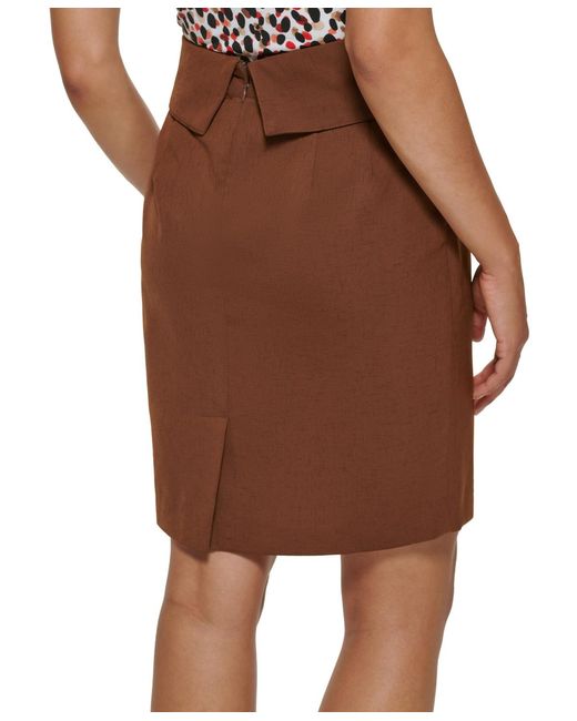 DKNY Brown Petite Tie Front A-line Skirt