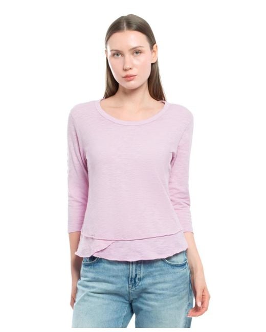 Wilt Purple Clothing 3/4 Sleeve Mock Layer Tee