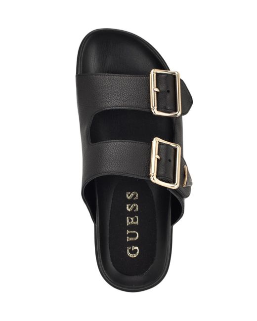 Guess Black Fasten Double-buckle Footbed Sandals