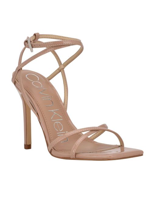 Calvin Klein Tegin Strappy Dress High Heel Sandals in Natural - Lyst