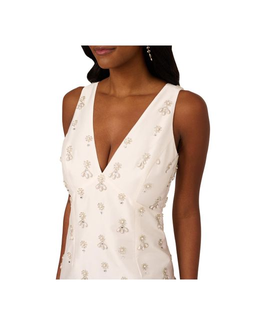 Adrianna Papell Beaded Taffeta Mini Dress in White | Lyst