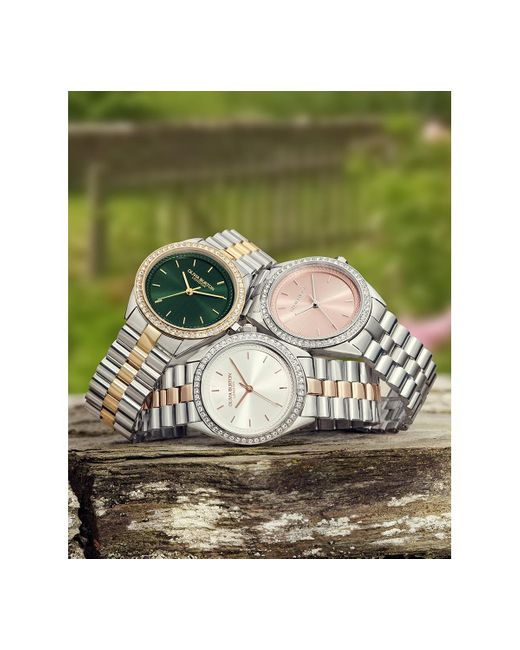 Olivia Burton Green Bejeweled Stainless Steel Watch 34mm