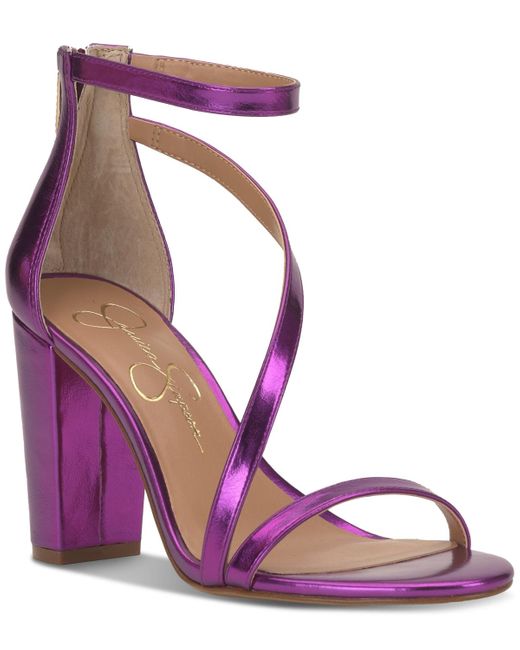 Jessica Simpson Purple Sloyan Strappy High Heel Block Dress Sandals