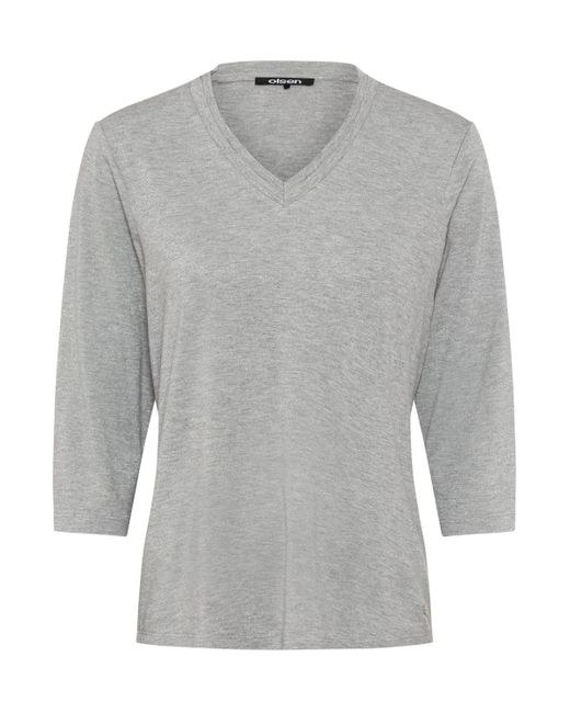 Olsen Gray 3/4 Sleeve Silver Shimmer V-neck T-shirt