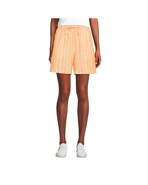 Lands' End White Linen High Rise Pull On 7" Shorts
