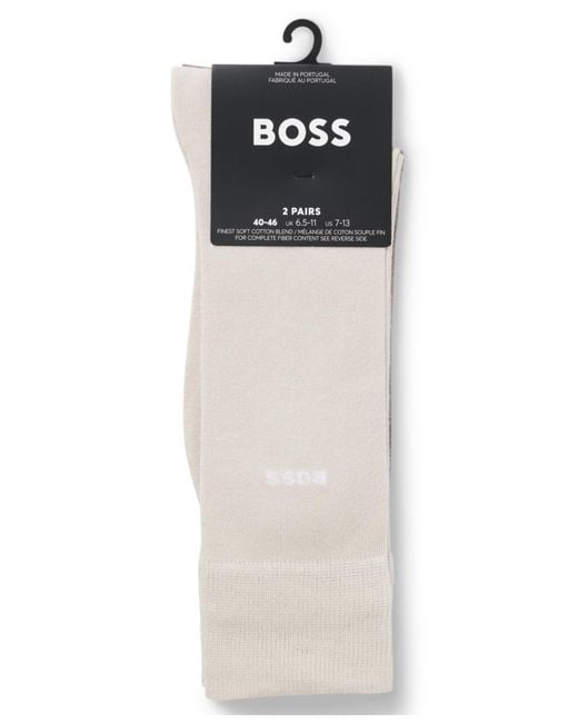 Boss White 2-pack Regular Length Solid Socks for men