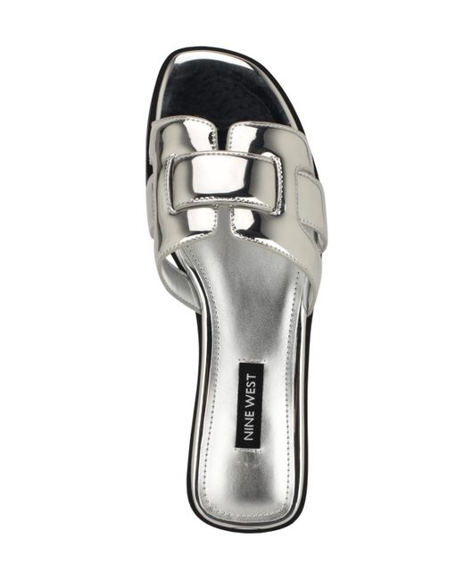 Nine West White Germani Woven Flat Slip-on Sandals