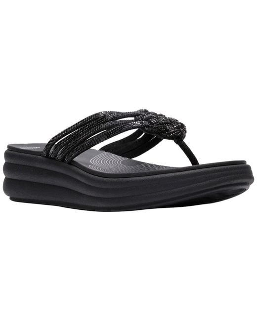 Clarks Black Cloudsteppers Drift Gem Round Toe Sandals