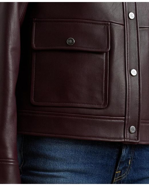 Ralph Lauren Blue Buttoned Leather Jacket