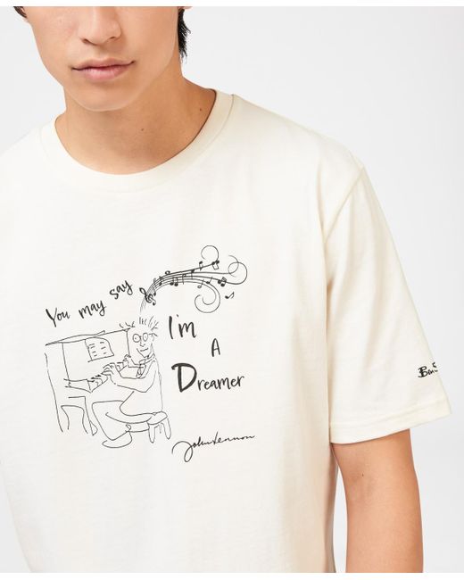 Ben Sherman White Lennon Estate Collaboration Dreamer Relaxed Fit T-shirt for men