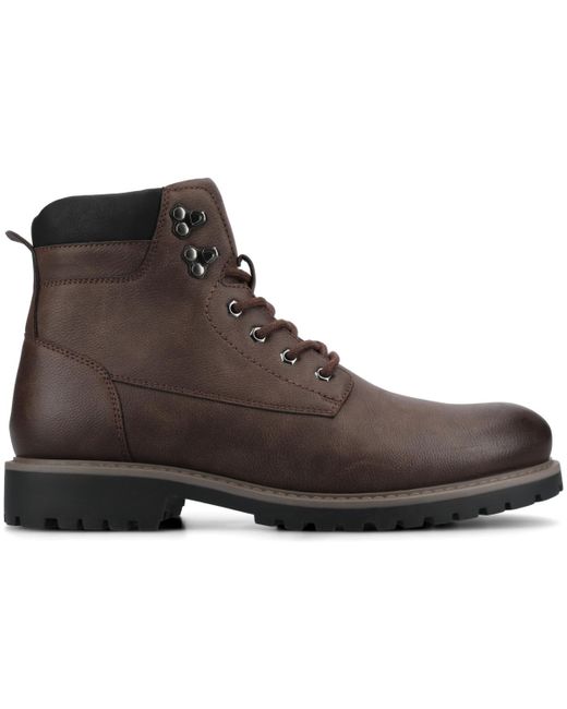 Vance Co. Brown Rogue Round Toe Work Ankle Boots for men
