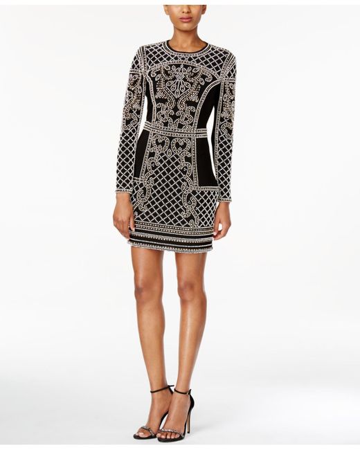 Companies cheap sleeve white embellished bodycon dress long