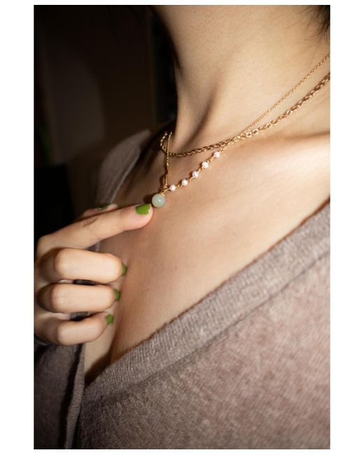 seree Metallic Isla — Jade And Freshwater Pearl Necklace