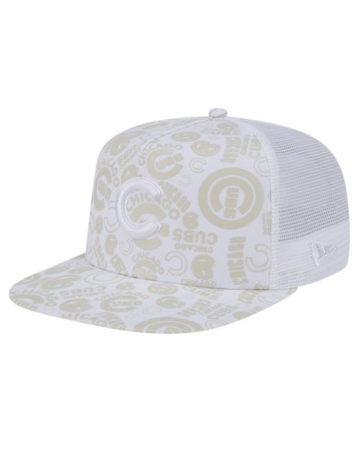 KTZ White Chicago Cubs Logo Dunes A-frame Trucker 9fifty Snapback Hat for men