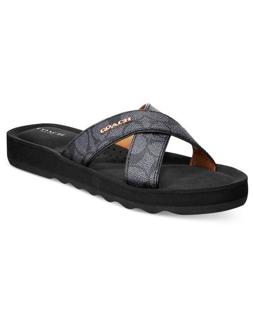 COACH Black Janine Strappy Slide Sandals for men
