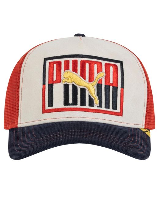 PUMA Red Colorblock Snapback Trucker Cap for men