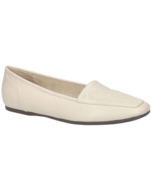 Easy Street Thrill Perf Square Toe Flats in White | Lyst