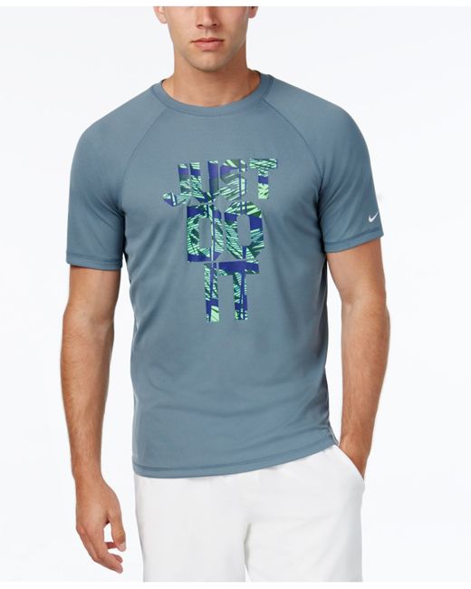 Nike Men's Hydro Drifit Uv Protection Print Swim Shirt in Blue for Men