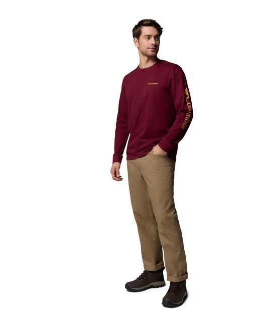 Columbia Red Fundamental Graphic Long-sleeve T-shirt for men