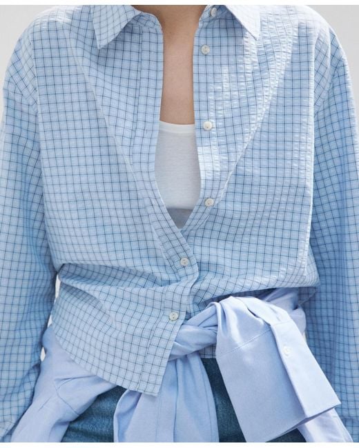 Mango Blue Straight Checked Shirt