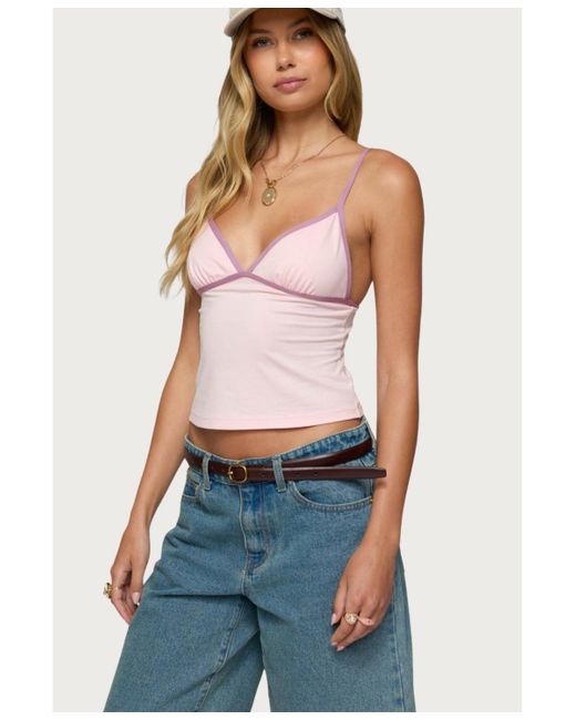 Edikted Pink Leona Contrast Tank Top