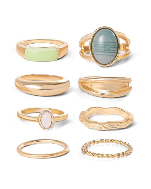 Jessica Simpson Metallic Gold-tone 8-piece Stacking Ring Set