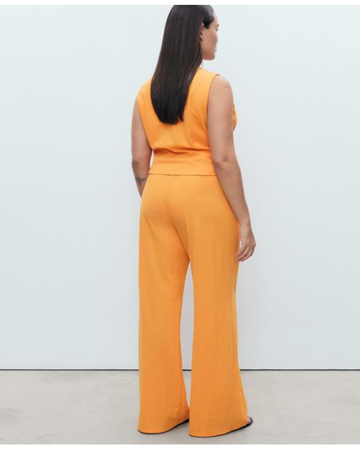 Mango Orange Flowy Straight-fit Pants