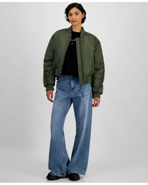 HUGO Green Solid-color Relaxed Bomber Jacket