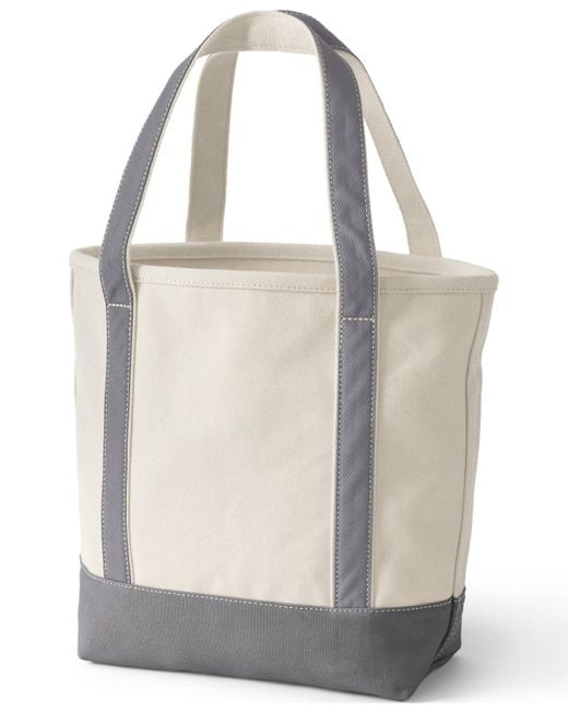 Lands' End Black Medium 5 Pocket Open Top Canvas Tote Bag