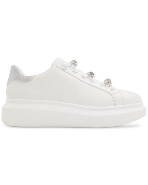 ALDO White Merrick Embellished Lace-up Sneakers