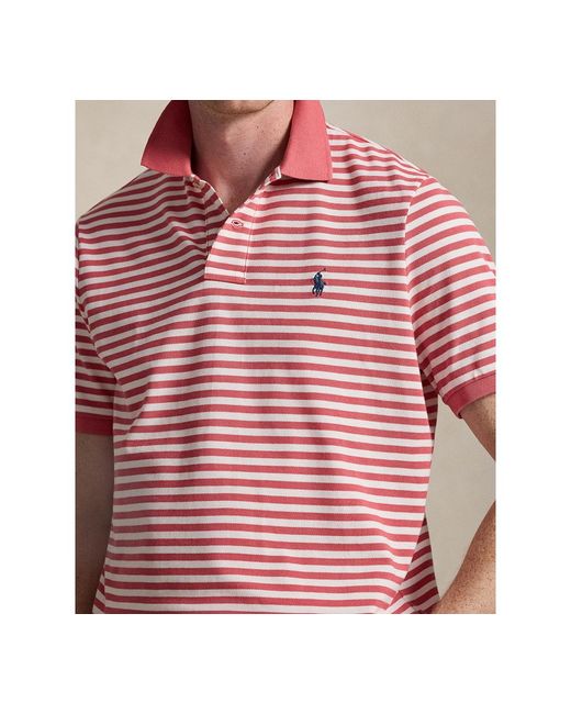 Polo Ralph Lauren Red Classic-fit Striped Mesh Polo Shirt for men