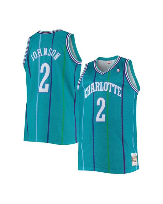 Mitchell & Ness Larry Johnson Teal Charlotte Big And Tall