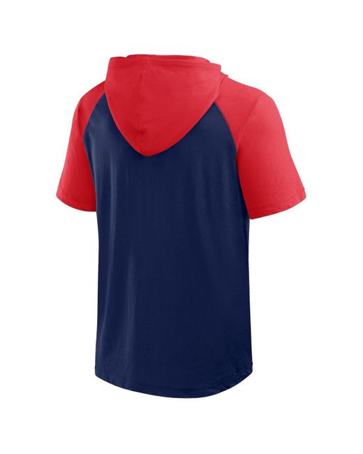 Fanatics Blue Atlanta Braves Prime Raglan Short Sleeve Hoodie T-shirt for men
