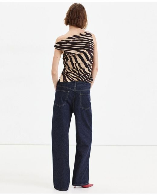 Mango White Asymmetrical Draped Top