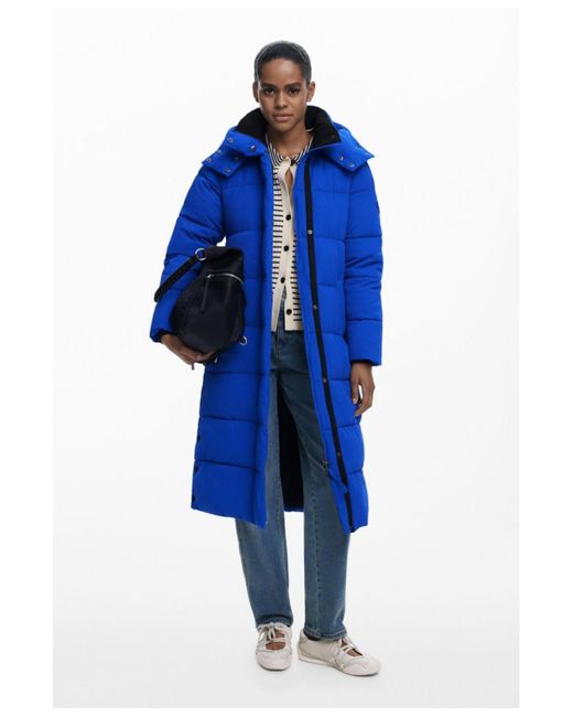 Desigual Blue Long Padded Jacket