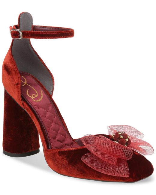 Sam Edelman Red Colter Two-piece Embellished Bow Pumps