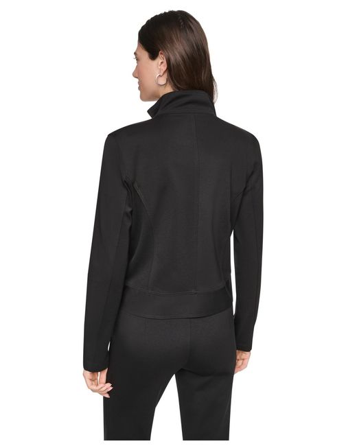 DKNY Black Soho Ponte Tech Zip-front Jacket