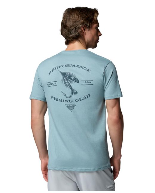 Columbia Blue Pfg Ahab Graphic T-shirt for men