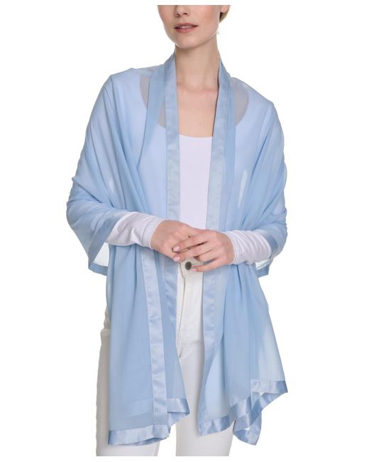 Calvin Klein Blue Elegant Satin-trim Chiffon Evening Wrap